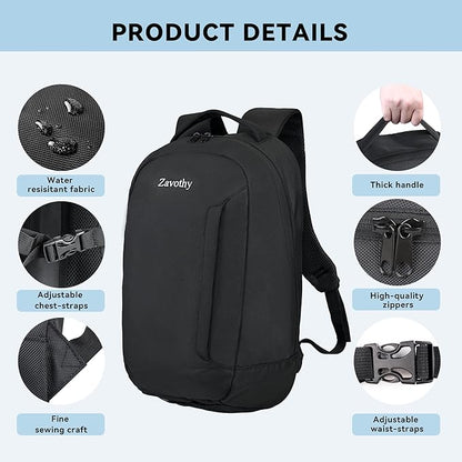 Zavothy Lightweight School Backpack with Laptop Compartment, 15.6 inch Business Computer Backpack Simple Small Backpack for Women Men Water Resistant Casual Daypack Backpack Black