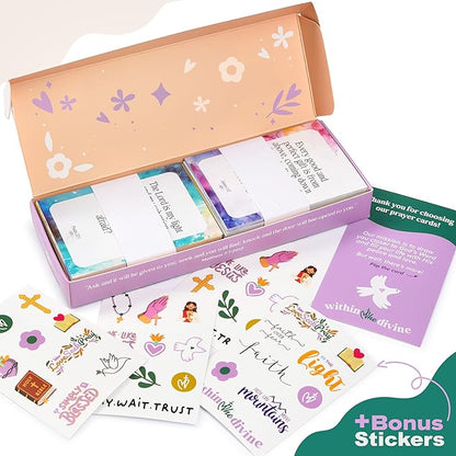 Premium Prayer Cards, 120 Mini Scripture Cards with Bible Verses, Inspirational Religious Christian Gifts for Women & Men