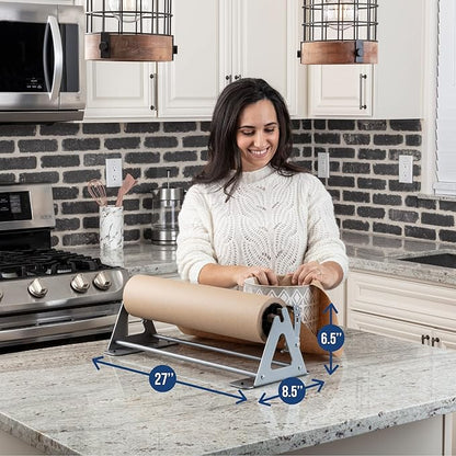 DIY Crew 24 Inch Paper Roll Dispenser and Cutter - Heavy-Duty Wall Mountable, Non Slip Tabletop - Kraft, Freezer, Butcher Paper - Up to 1000ft Rolls