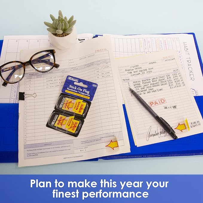 BAZIC Neon Page Markers Dispensers 1x1.7 Sign Here Neon Colored PET Arrow Flag Index Tabs, Page Bookmarks File Tab (50 Flags/Pack), 24-Packs