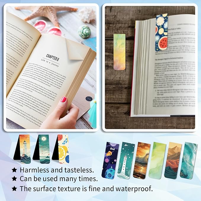 48 Pieces Magnetic Bookmarks Magnet Page Markers - Book Marks for Reading Women & Men with Storage Boxes - Cute Magnet Bookmark Clips for Reading Pleasure