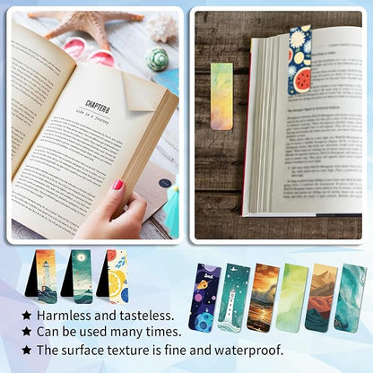 48 Pieces Magnetic Bookmarks Magnet Page Markers - Book Marks for Reading Women & Men with Storage Boxes - Cute Magnet Bookmark Clips for Reading Pleasure