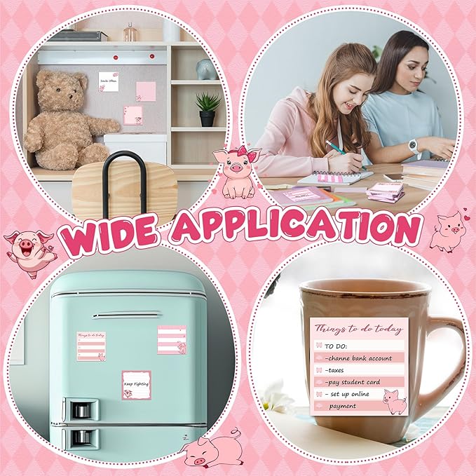 9 Pads Cute Sticky Notes Cartoon Animal Self Stick Notepads 3x3 Inches Notes Adhesive Memo Pad Office Decor Gifts for Students School Office Meeting(Piggy)