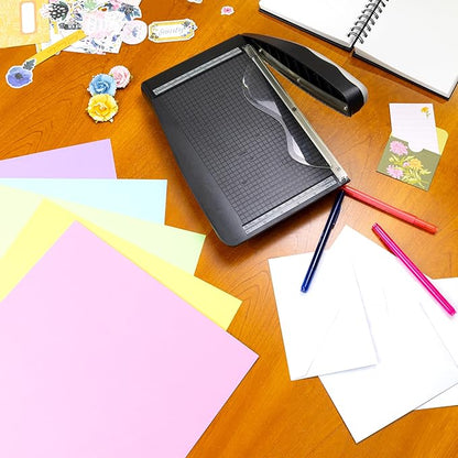 Cardstock 12 x 12 Paper Pack - 65lb Smooth Card Stock for Crafts, Cardmaking, Art Projects - 50 Square Scrapbook Sheets, 5 Assorted Colors - Double Sided with Solid Core, Pastel