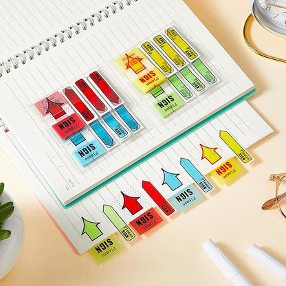 Teling 2000 Pcs/ 20 Packs Sign Here Sign Date Tabs Stickers Colored with Dispenser Arrow Flag Tabs with Dispenser Easy to Post for Notary Books Paper(Stylish Style)