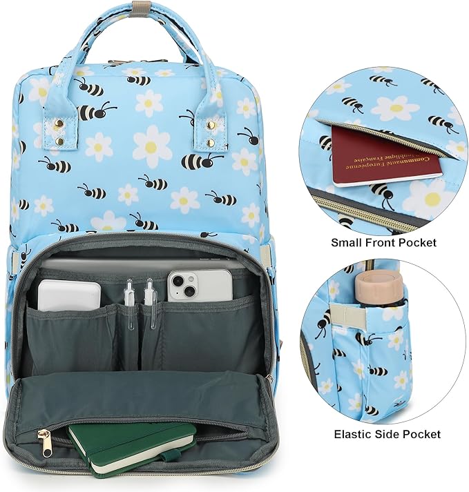 Bee Laptop Backpack College Bookbag School Backpack for Women Girls, Travel Backpack 15.6 Inch Computer Backpacks