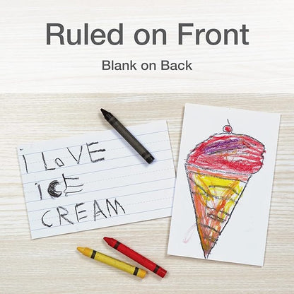 Oxford Primary Ruled Index Cards, 5 x 8 Inches, White, Lined on Front, Blank on Back, Kids Handwriting Practice Cards, Pre-K, K-2, 100 Count (46002)