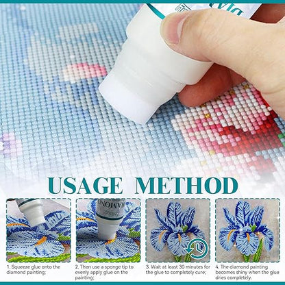 Diamond Painting Sealer, Puzzle Glue Clear, Diamond Painting Accessories with Permanent Fixation and Shining Effect, Diamond Painting Art Glue for 5D Diamond Painting, Puzzle and DIY Crafts (120ml*1)