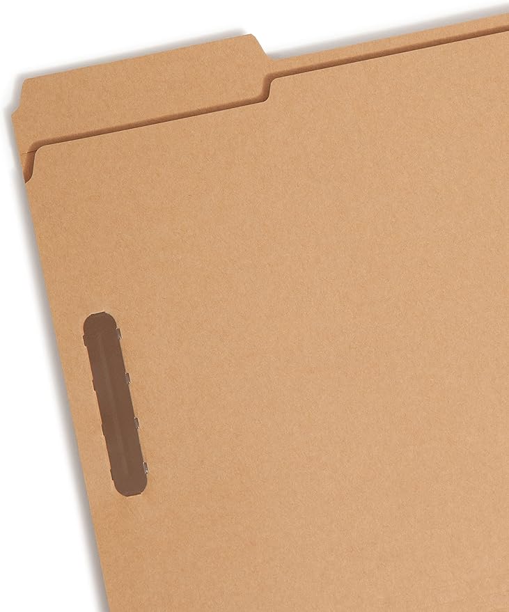 Smead Fastener File Folder, 2 Fasteners, Reinforced 1/3-Cut Tab, Letter Size, Kraft, 50 per Box (14837)