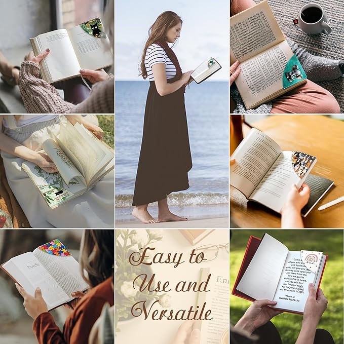 Cute Sloth Owls Panda Corner Bookmarks, Funny Leather Book Accessories for Book Lovers, 3 Pcs Reading Book Page Markers for Women Men Student Teacher Girls Boys Kids Retirement Birthday Gifts