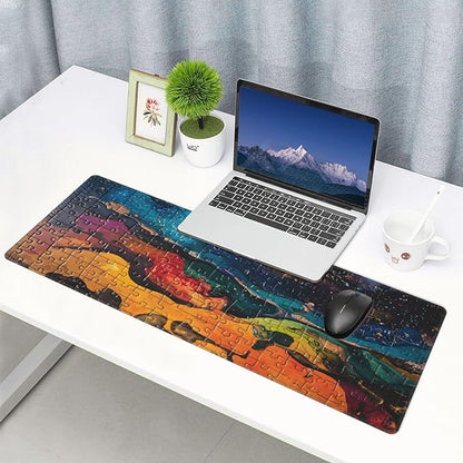 Gaming Mouse Pad Desk Pad,Extended Big Mouse Pad,31.5x11.8 Inch Long Computer Keyboard Mouse Mat Mousepad with 3mm Non-Slip Base and Stitched Edge for Gaming and Office… (Watercolor Puzzle)