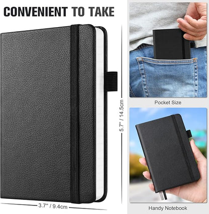 Lined Journal Notebook, 7 Pack Hardcover PU Leather Notebook for Men Women, 100 GSM Thick Numbered Pages with Index Content, Inner Pockets, Ruled Journal, A6, Small Pocket Notebook Bulk (Multicolor)