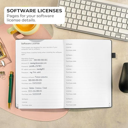 Clever Fox Password Book with Alphabetical tabs. Internet Address Organizer Logbook. Large Password Keeper for Website Logins (Black)