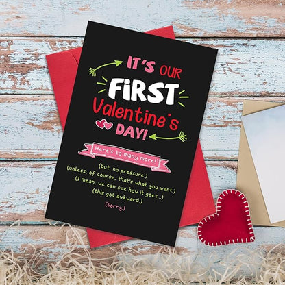 Ogeby Funny First Valentines Day Card Gifts for Boyfriend Girlfriend, Cute Valentines Day Gifts for Him Her Husband, Sarcastic 1st Valentines Day Cards Gifts for New Couple Men Women