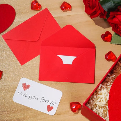 jiebor 100 Sets Small Red Envelopes with Small Blank Gift Business Card Wedding Invitation Pocket Envelopes for Graduations Wedding Shower Holiday Valentines Day 4.37 x 2.91 Inch