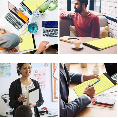 Legal Pads 8.5 x 11 College Ruled 6 Pack Yellow Note Pads 8.5 x 11 Notepads 30 Sheets Perforated Notepad Writing Pads 21lb Paper Legal Pad Ruled Paper Pad with Sturdy Back for School, Home, Office