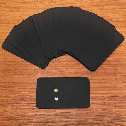 Penta Angel 100 Pcs Mini Paper Blank Gift Notes Cards DIY Craft Small Word Business Message Cards (Black)