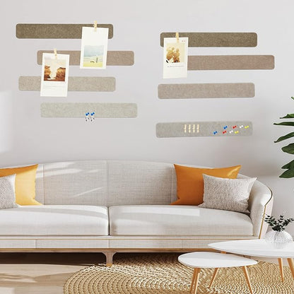 8Pcs Bulletin Board Strips, Camel-Brown Felt Pin Board Bar Strips with 50 Pushpins, Self-Adhesive Felt Cork Board Strips for Wall to Display Your Notes, Photos, Schedules, Announcements