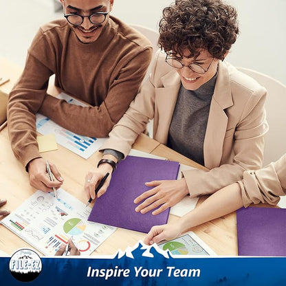 FILE-EZ Two-Pocket Folders, Purple, 125-Pack, Textured Paper, Letter Size (EZ-32445)