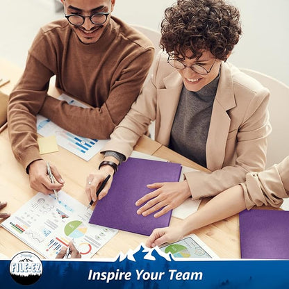 FILE-EZ Two-Pocket Folders, Purple, 25-Pack, Textured Paper, Letter Size (EZ-32545)