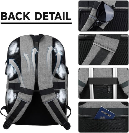 Lapsouno Business Laptop Backpack, Travel Backpack, 15.6 Inch Carry on Backpack, Anti-Theft College School Computer Backpack with USB Port, Gift for Men Women,Grey