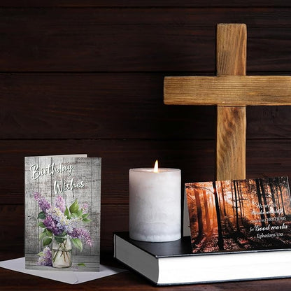 Zhanmai 80 Pack 4 x 6 Inch Religious Christian Birthday Cards Bulk with Scripture Assorted Bible Verse Designs Christian Blessings Birthday Cards with Envelopes (Scenic Style)