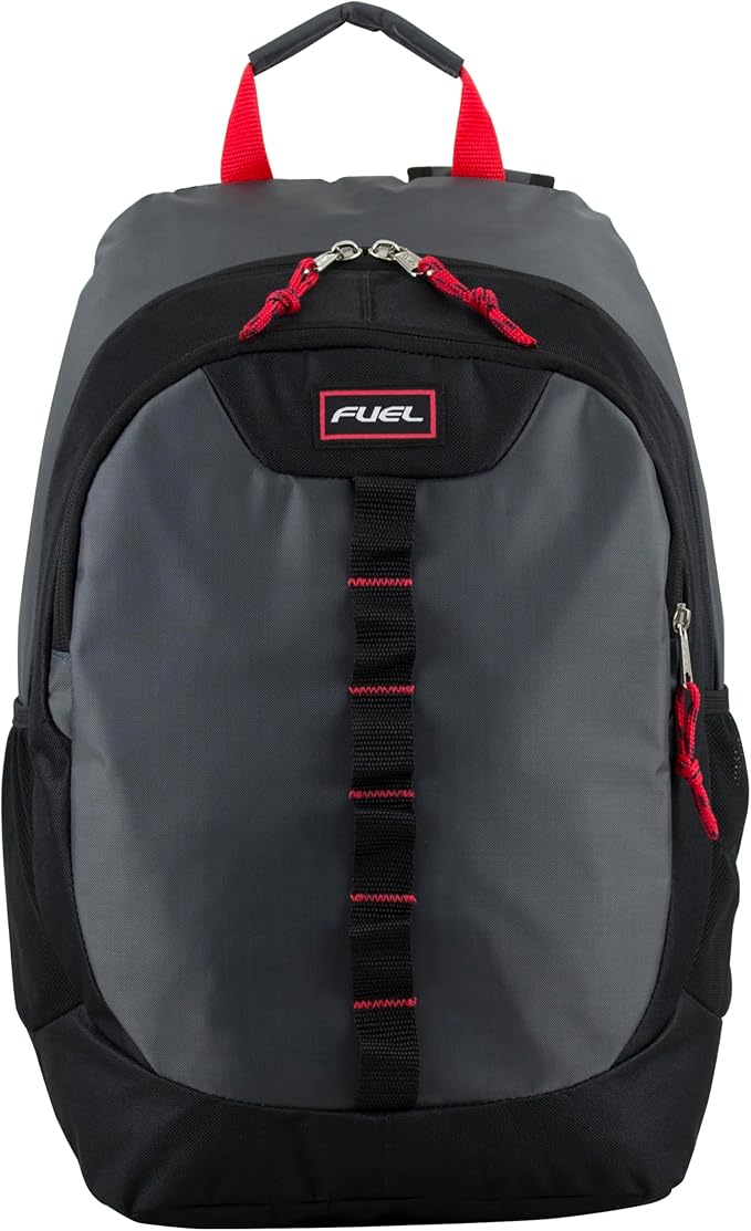 FUEL Hiking Backpack for Women Men Terra Sport, Travel, College, Gym, Work with Laptop Sleeve, Bungee, 18 Inches, Charcoal