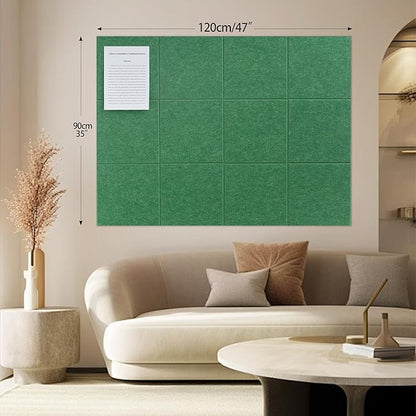 Large Felt Bulletin Board(48" x 36"),Cork Board Alternative,12 Pack Felt Wall Tiles with Safe Removable Adhesive Tabs,Notice Pin Board/Message Board/Vision Board for Office, School & Home