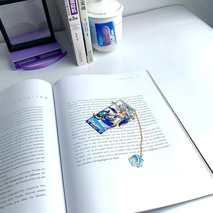 Genshin Impact Mualani Metal Bookmark - Anime Figure Merch with 3D Display Box - Birthday Gifts for Fans Friends Gamer Book Lovers - Zllada