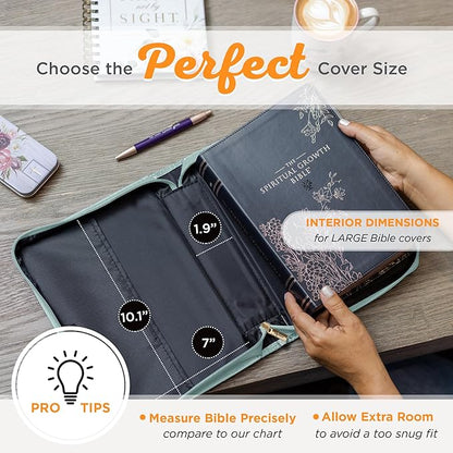 Christian Art Gifts Faux Leather Fashion Bible Cover: I Know The Plans I Have for You - Jeremiah 29:11 Inspirational Bible Verse, Debossed Floral Teal Design, Large