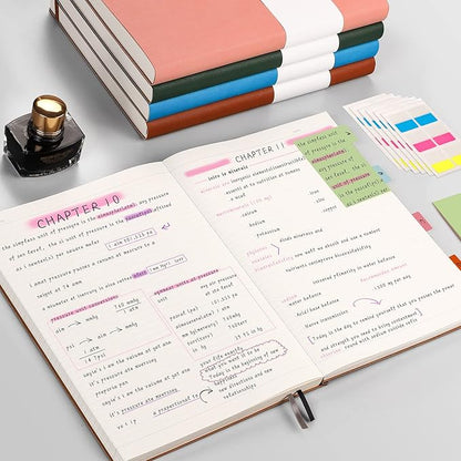 AHGXG 8.5''×11' Notebook College Ruled - Large A4 Notebook Lined Journal - 320 Pages Thick Journal for Writing, 100gsm Thick Paper, Leather Softcover, for Work School - Black