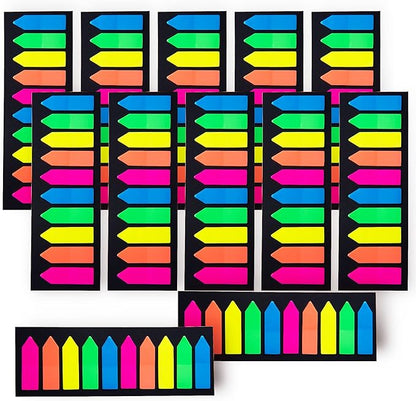 2400 Pcs Sticky Tabs Page Markers Sticky Index Tabs, Arrow Flag Tabs - 10 Primary Color Tabs Page Flag Markers Bookmarks