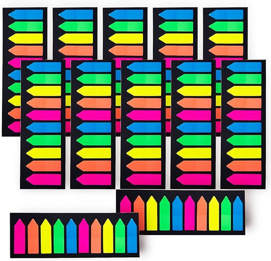2400 Pcs Sticky Tabs Page Markers Sticky Index Tabs, Arrow Flag Tabs - 10 Primary Color Tabs Page Flag Markers Bookmarks