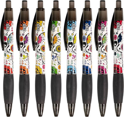 Sugar Skull Smens (2 Pack) - Scented Pens, Black Ink, Medium Point - 8 Count