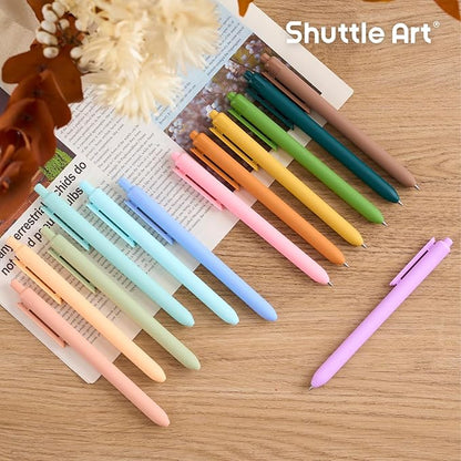 Shuttle Art Colored Retractable Gel Pens, 22 Ink Colors, 6 Mild 6 Pastel 5 Light Vintage and 5 Dark Vintage, Cute Pens Fine Point Soft Barrel for Writing Journaling Note Taking School Office Home