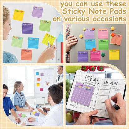 Yinder 24 Pcs Inspirational Sticky Notes with Lines Cute Motivational Sticky Notes Pad Employee Appreciation Gifts Bulk for Teacher Nurse Coworkers Office Supplies 3 x 3''(Bright Color,Demotivation)