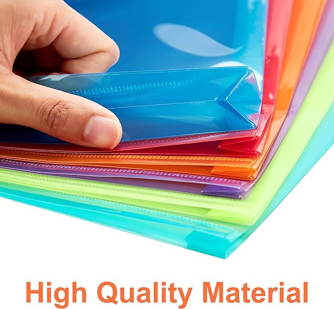 Plastic Legal Size Expandable Envelopes with String Tie Closure, 1-1/4" Expansion, Side Load, Clear File Folders Poly Project Paper Documents Organizer for Office School Home 12 Pack