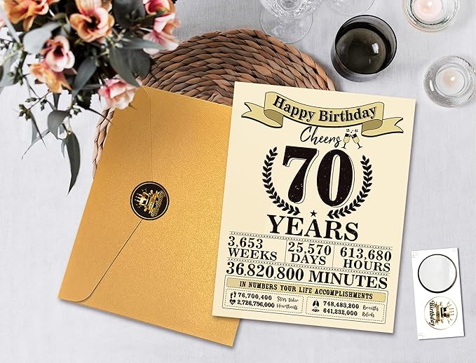 Funny 70th Birthday Gifts for Women Men, Jumbo 70th Birthday Card for Dad Mom Grandma Grandpa, Gifts for 70 Year Old Woman Man, Vintage Back in 1955 Birthday Cards Gifts, 70th Birthday Decorations