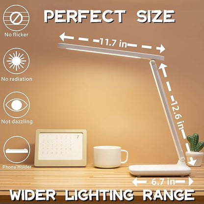 Led Desk Lamp Dimmable Desk Light Reading Lamp 3 Lighting Modes, Eye Protection Desk Lamp Desk Accessories, Study Desk Lamp Equipped USB Charger Suitable for Home Office is for Gift Giving