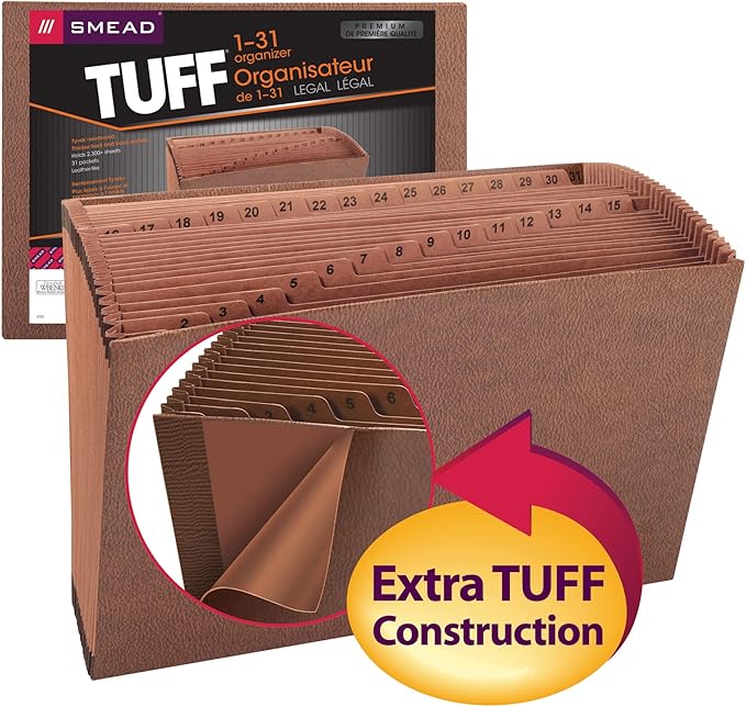 Smead TUFF Expanding File, Daily (1-31), 31 Pockets, Legal Size, Redrope-Printed Stock (70469)