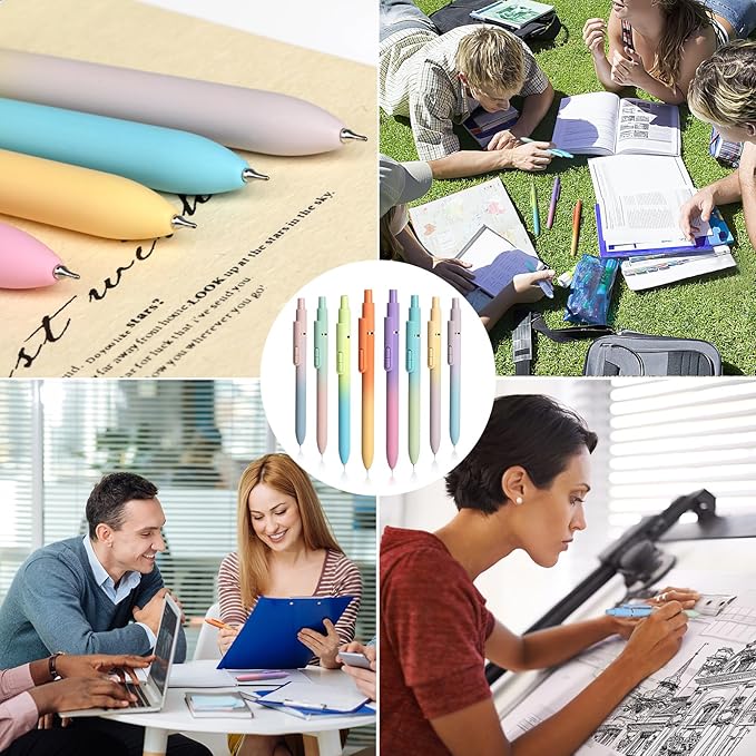 8 Pcs Gel Pens, 0.5mm Quick-dry Black Ink Pens Fine Point Smooth Writing Pens, High-End Series Pens for Journaling Note Taking, Cute Office School Supplies Gifts for Women Men