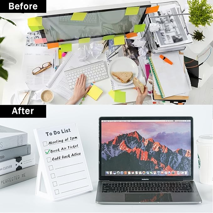 Desktop Dry Erase Board, Small Whiteboard with Stand, A5 Size 8.3 x 5.8 Inches with A Dry Erase Marker (to Do List, A5)