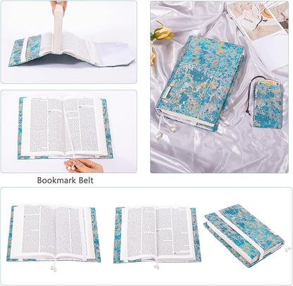 Book Covers with Cardholder - Fabric Dust Jackets for Books - Book Protector for Book Lovers - Book Covers for for Paperbacks,Hardcover,Bibles - Soft Cover Book Sleeve for AA Books