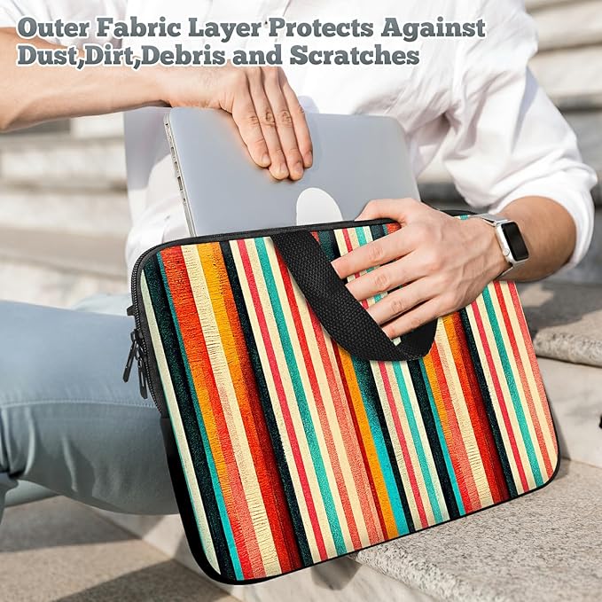 Universal Tablet Laptop Sleeve Case 10 inch, Colorful Vertical Stripes Slim Carrying Case Durable Handbag Travel Laptop Bag for 7 to 10-inch Laptops/Notebook/Kids Tablet/ipad/eBook Readers