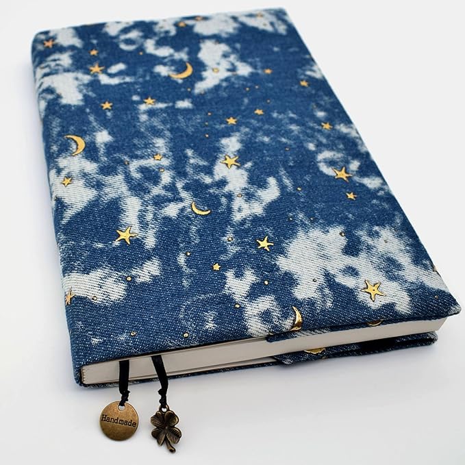 BLBMH A5 Book Covers for Paperbacks Adjustable Fabric Book Sleeve Cover Protector Fit for 5.5x8.5 inch Hardcover Softcover Book Novels Notebook Bible - BC57 Denim