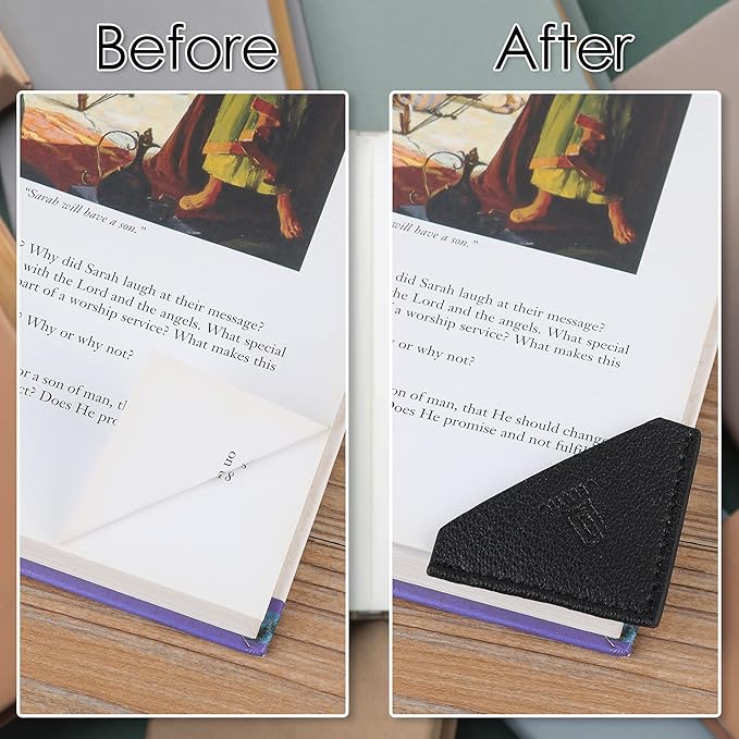 Book Weight Page Holder Heavy Genuine Leather Book Open Holder for Men Women Cookbook Weighted Bookmarks Gift Writer Reader (Bookmark+Heavy Page Holder-Black)