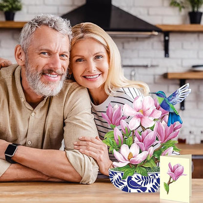 Airpark Paper Pop Up Cards, Magnolia Flowers & Bird, 12inch Paper Flowers 3D Popup Cards with Blank Note Card and Envelope for Birthday, Anniversary, Easter, Get Well Gifts for Women Lover