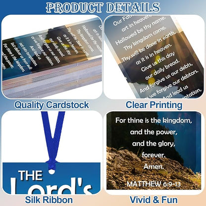 60 Pcs The Lord's Prayer Bookmark Religious Christian Bookmarks for Teens Men Women Church Home Party Favors