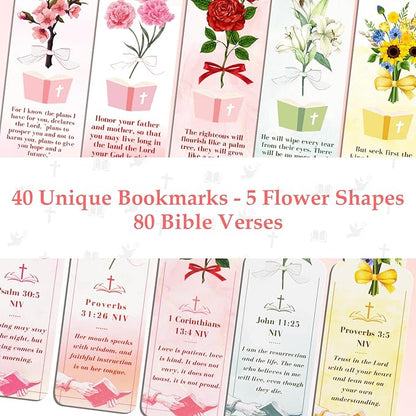 Bible Bookmark for Women, 80 Scriptures Religious Inspirational Bible Verse Bookmarks for Christian Gifts, Prayer Cards, Pink Scripture Book Marks for Reading Women, Book Lovers, Church Gifts in Bulk