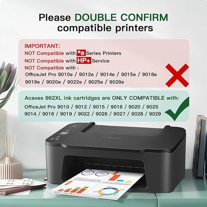 962XL 962 XL Ink Cartridges for HP Printers Replacement for HP 962XL Ink Cartridges Combo Pack HP962 Work for HP Officejet Pro 9010 Ink Cartridges 9015 9018 9020 Printers, Black and Color